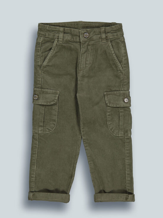 Pantaloni Cargo Velluto A Coste Elasticizzato