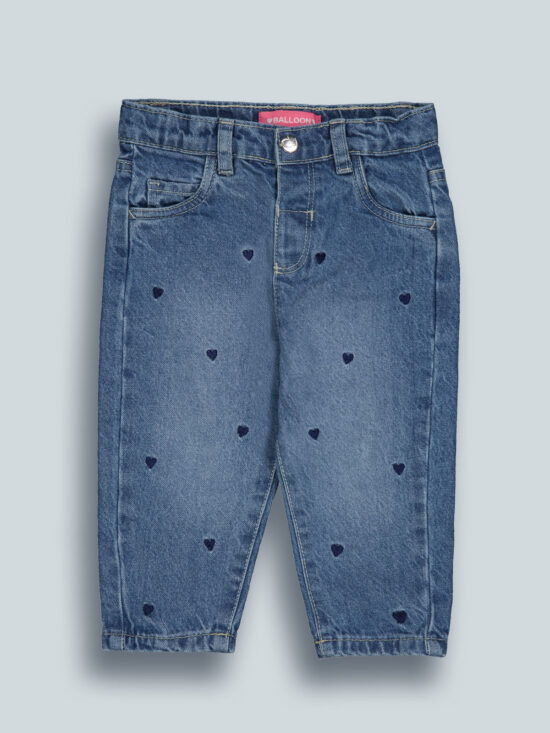 Pantaloni Denim Con Ricami
