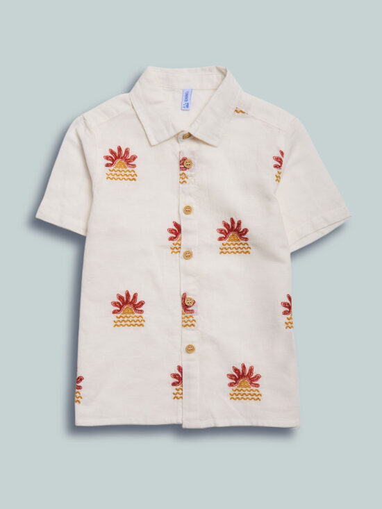Camicia Misto Lino Ricamato