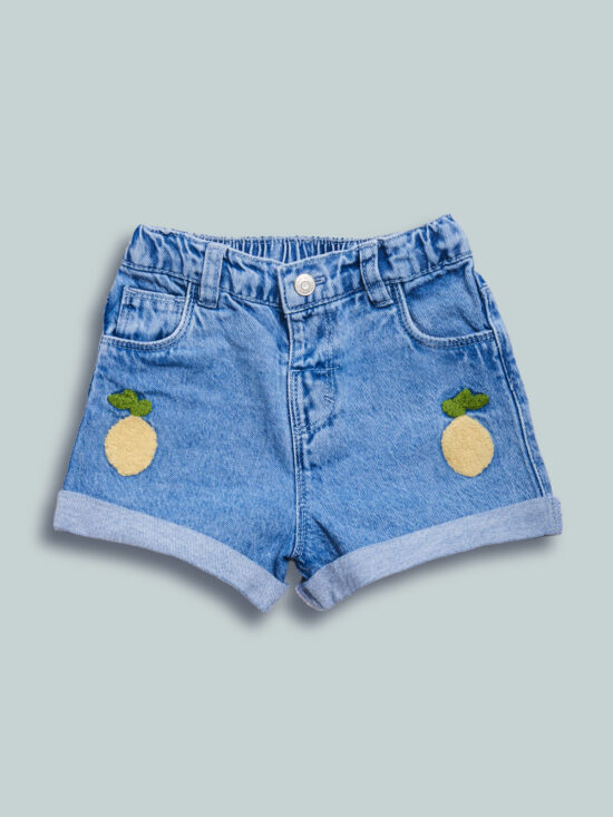 Shorts Denim Con Ricami