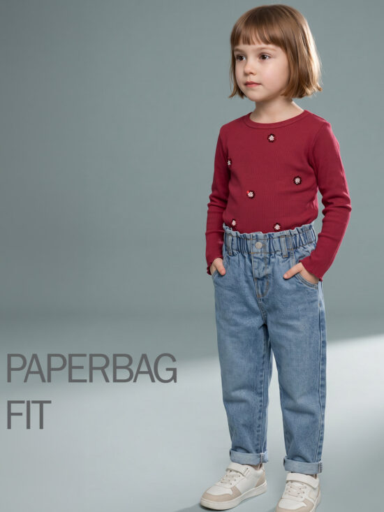 Pantaloni Paperbag Denim
